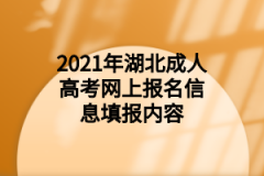 <b>湖北成人高考网上报名信息填报内容</b>