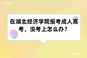 在湖北经济学院报考成人高考,没考上怎么办?