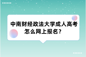 中南财经政法大学成人高考怎么网上报名?