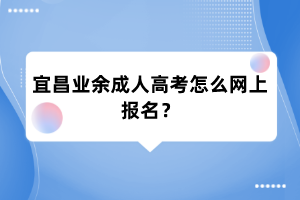 宜昌业余成人高考怎么网上报名？