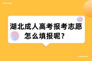 湖北成人高考报考志愿怎么填报呢？