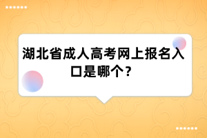 湖北省成人高考网上报名入口是哪个?